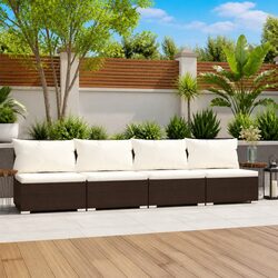 Stylish 4-Seater Outdoor Sofa Garden Set in Brown Rattan