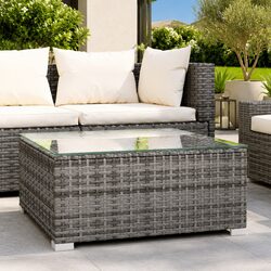 Durable Grey Outdoor Coffee Table 60x60x30cm Poly Rattan
