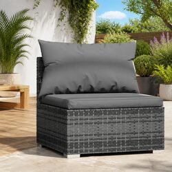 Stylish Grey Poly Rattan Middle Sofa for Outdoor Relaxation