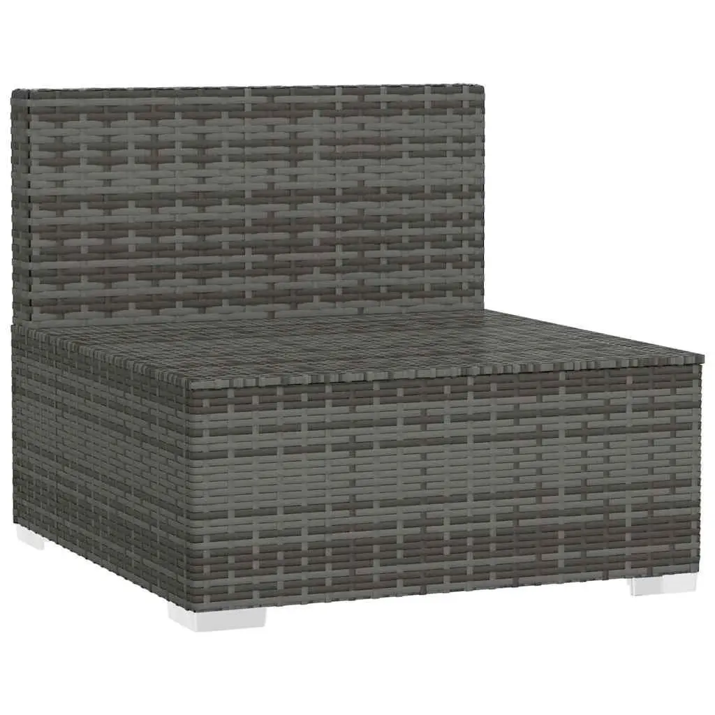 Grey Poly Rattan Middle Sofa for Outdoor Relaxation