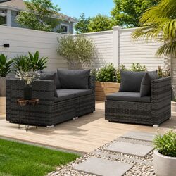 Premium 3 Piece Outdoor Garden Lounge Set in Grey