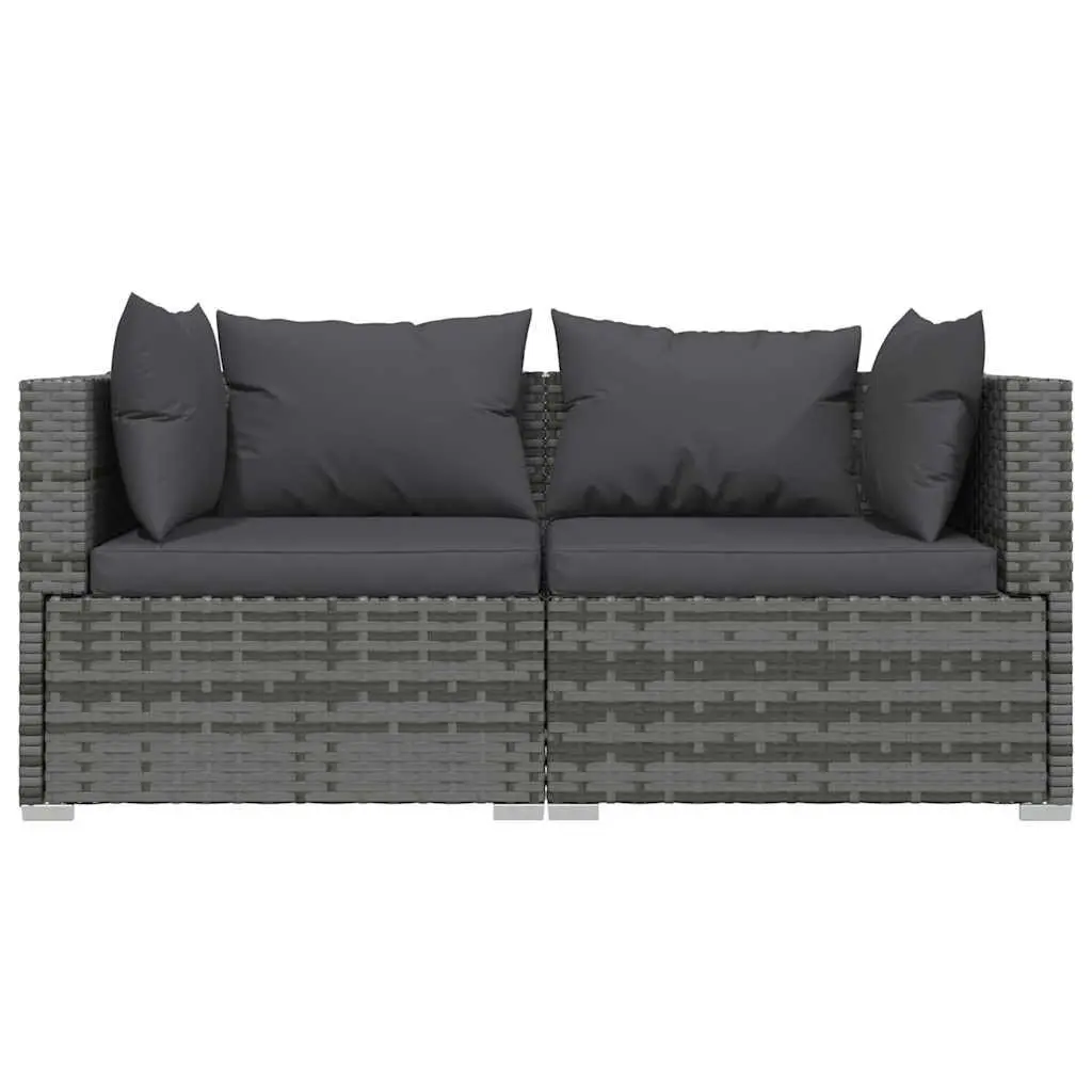 3 Piece Outdoor Lounge Set Grey PE Rattan Sectional Sofa with Cushions