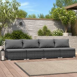 Durable 4-Seater Outdoor Sofa Set with Grey Rattan