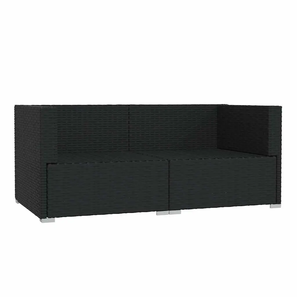 2-Seater Black Rattan Outdoor Sofa Set