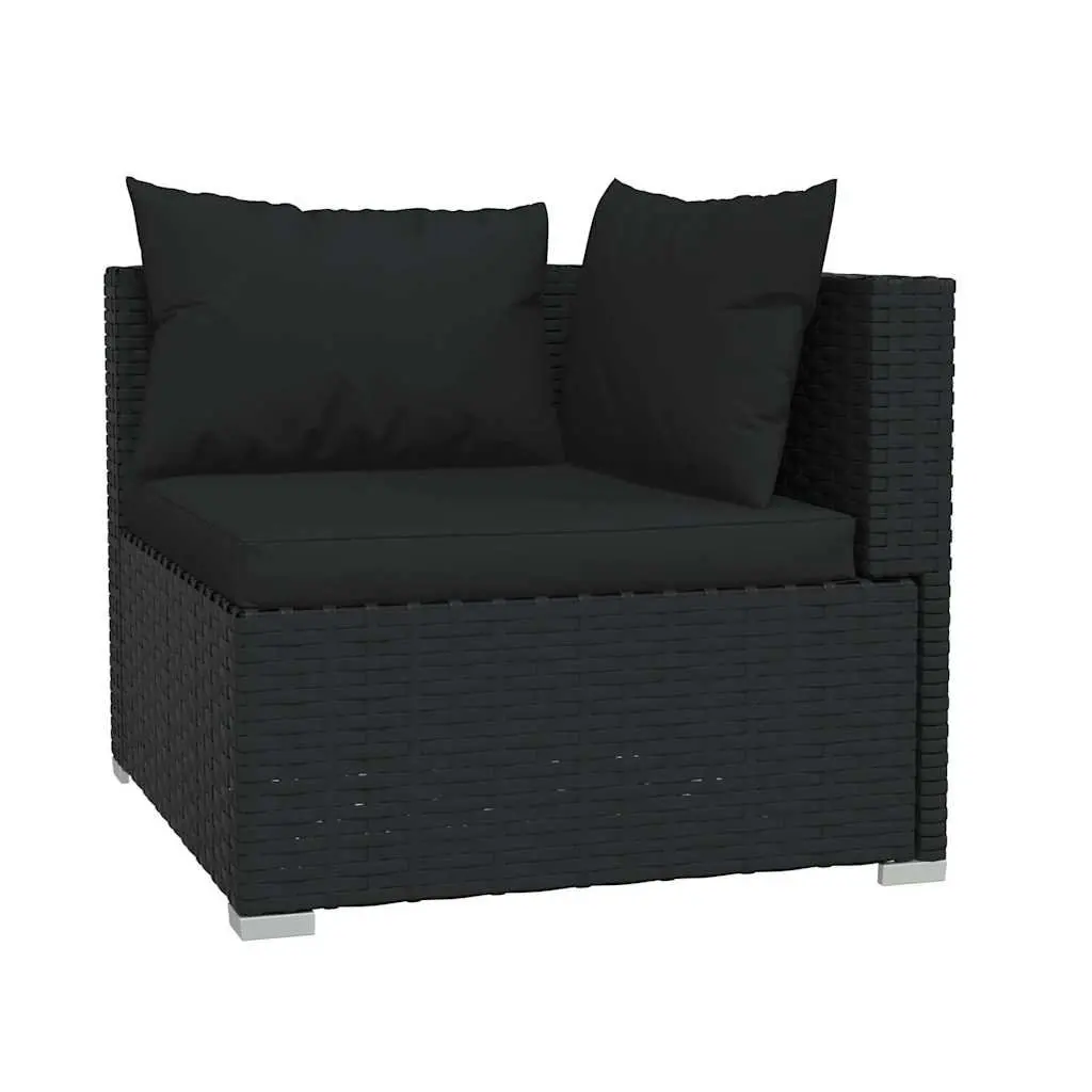 2-Seater Black Rattan Outdoor Sofa Set
