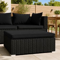 Sturdy Black Garden Footrest with Cushion for Outdoor Relaxation