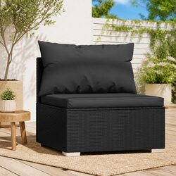 Black Modular Garden Middle Sofa with Removable Cushions