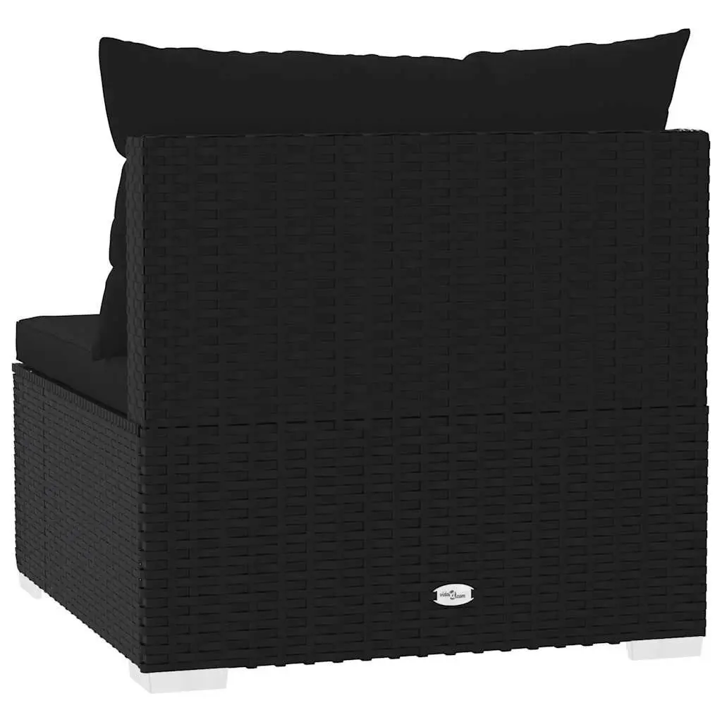 Black Modular Garden Middle Sofa with Removable Cushions