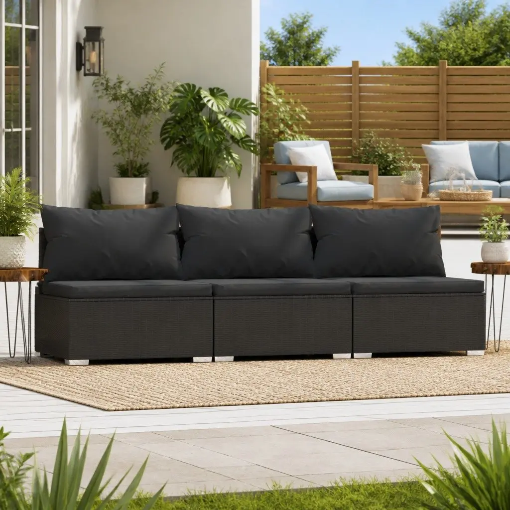 3-Seater Rattan Modular Sofa for Outdoor Use