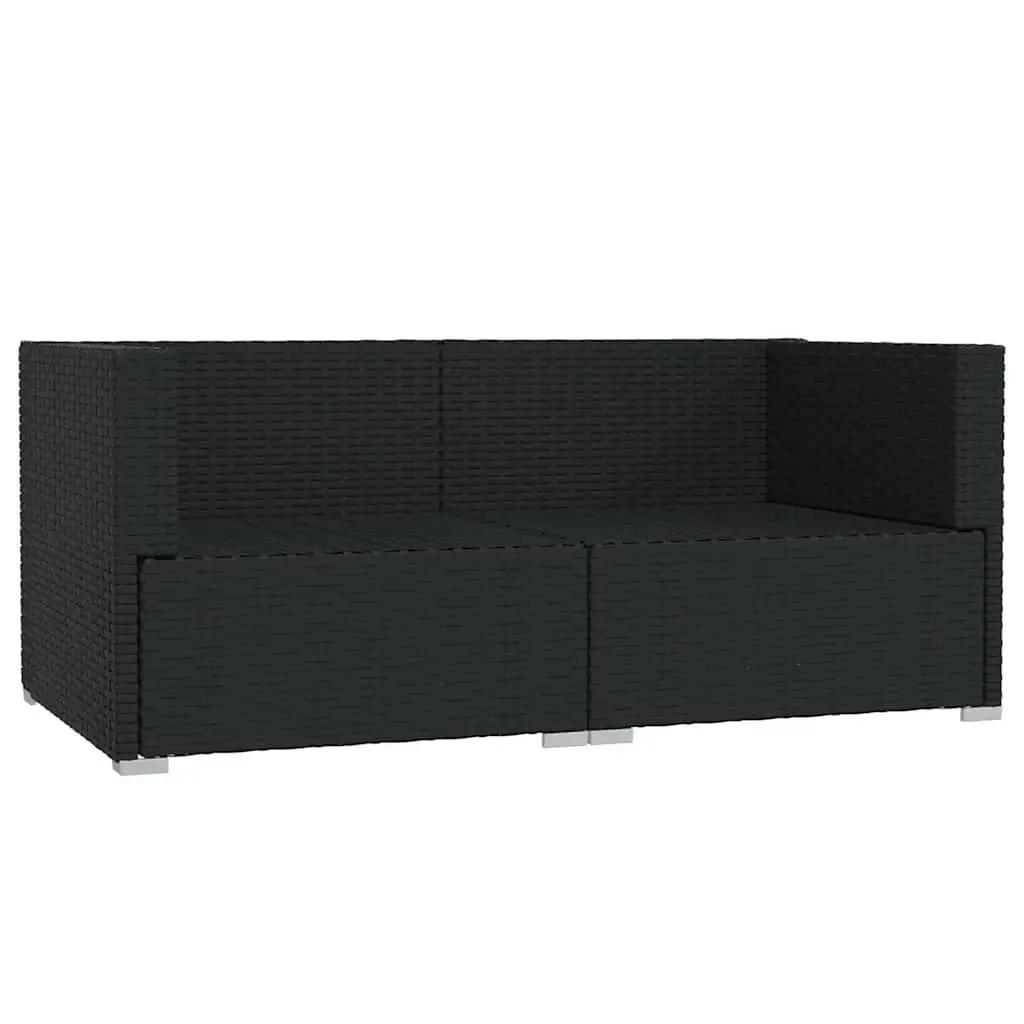 2-Seater Outdoor Sofa Black Rattan Seating Set