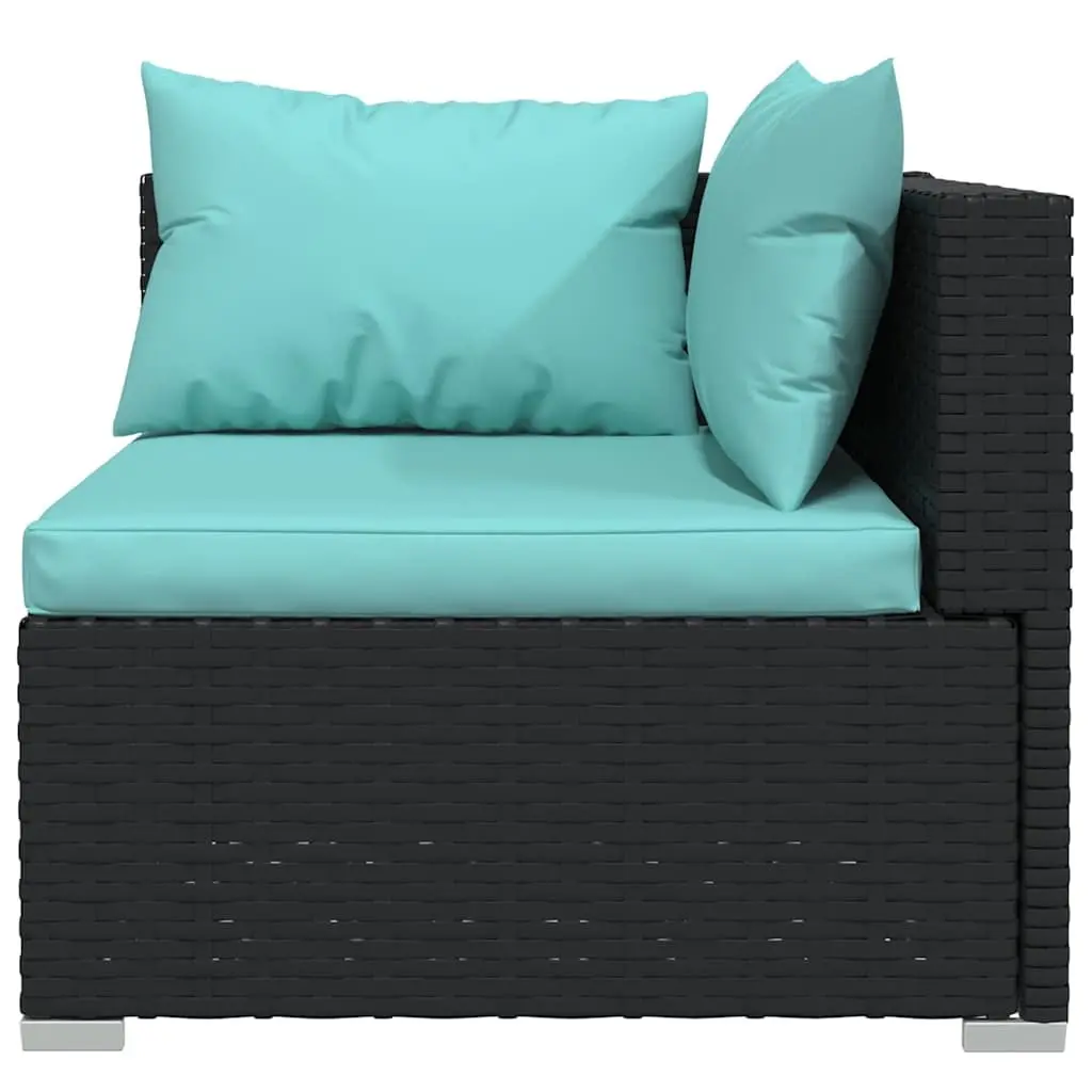 2-Seater Outdoor Sofa Black Rattan Seating Set
