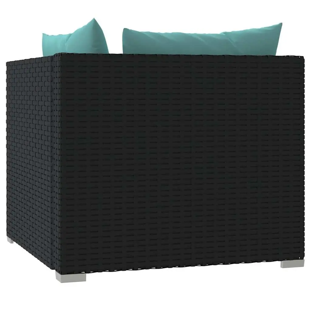 2-Seater Outdoor Sofa Black Rattan Seating Set