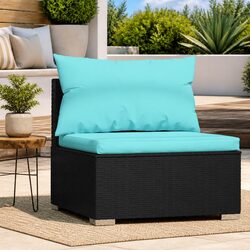Outdoor Garden Middle Sofa Modular Sectional Unit with Removable Cushions Black