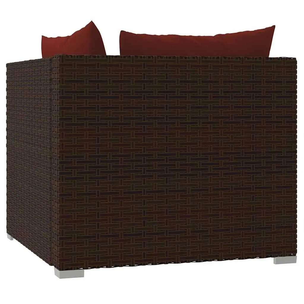 2-Seater Outdoor Sofa PE Rattan Brown with Cushions