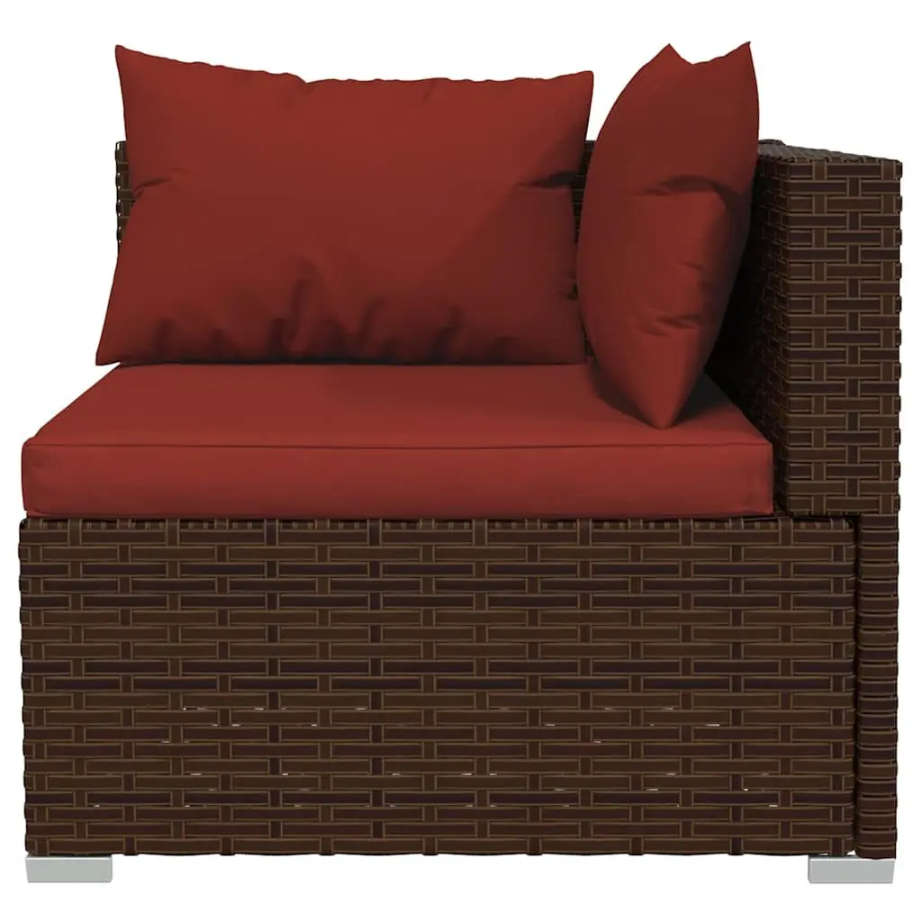 3-Seater Outdoor Sofa with Cushions in Brown