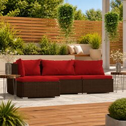 Durable 4 Piece Garden Lounge Set Outdoor Furniture in Brown
