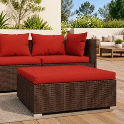 Brown Outdoor Garden Pouffe Footrest with Cushion