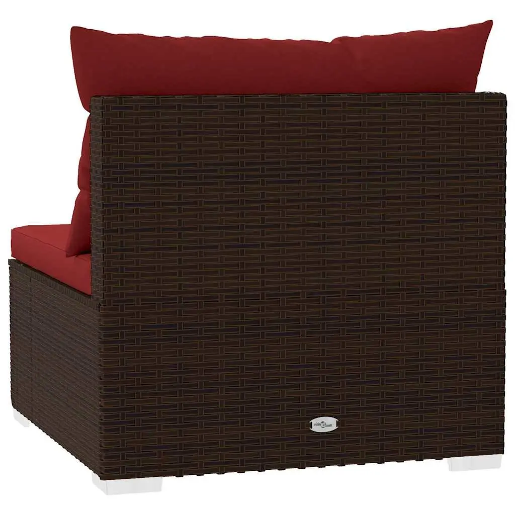 Brown Outdoor Sectional Middle Sofa with Cushions