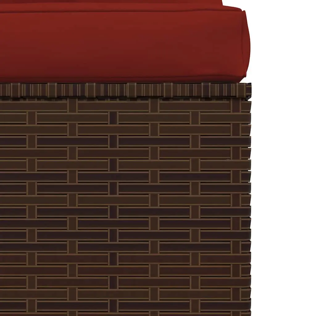 Brown Outdoor Sectional Middle Sofa with Cushions
