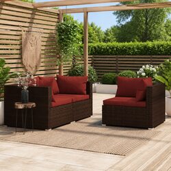 Durable 3 Piece Outdoor Sectional Sofa Set in Brown