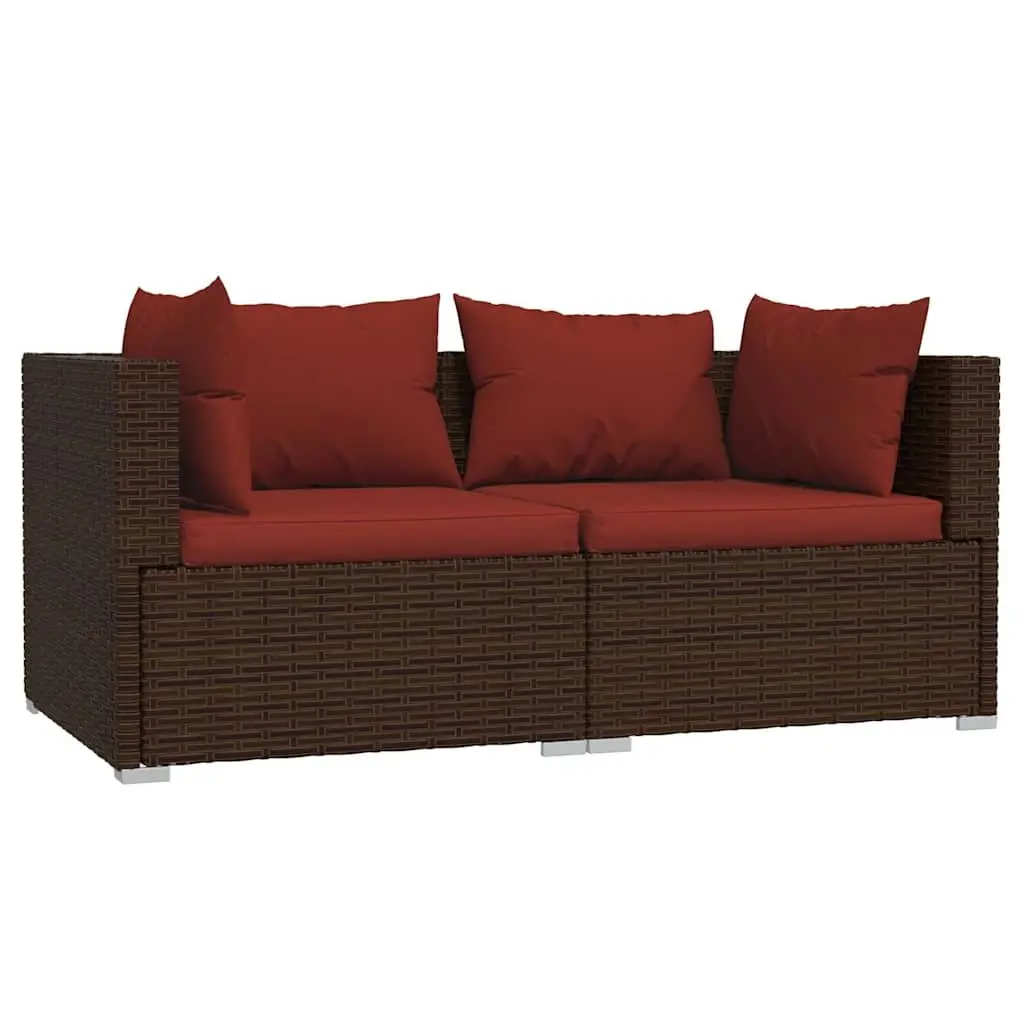3 Piece Outdoor Sectional Sofa Set in Brown
