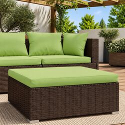 Sturdy Outdoor Ottoman with Cushion for Patio Seating