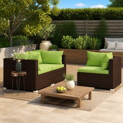 Durable 3 Piece Brown Rattan Outdoor Sectional Sofa Set