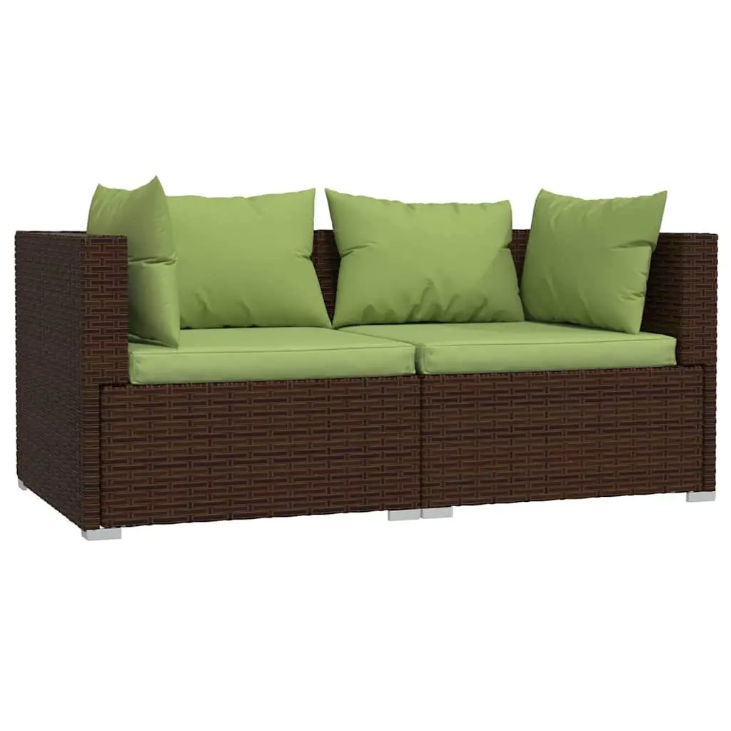 3 Piece Brown Rattan Outdoor Sectional Sofa Set