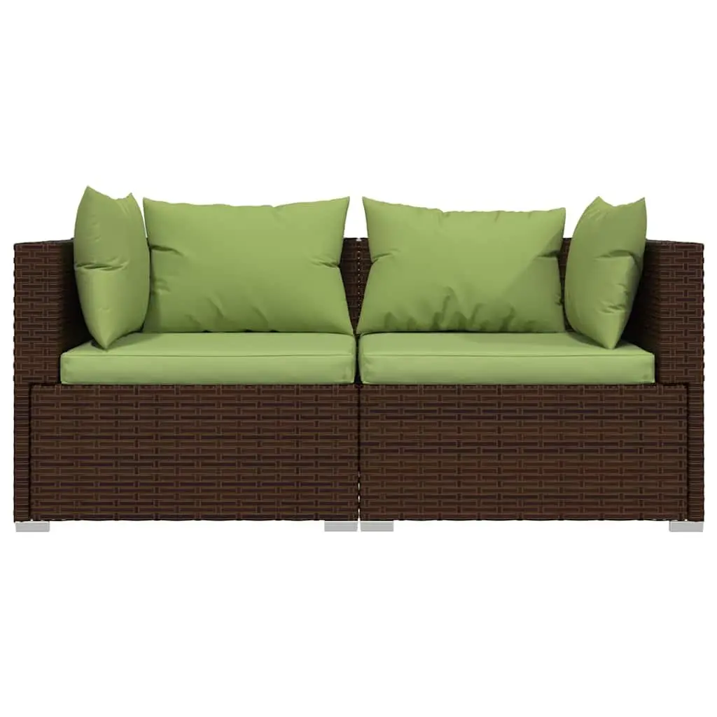 3 Piece Brown Rattan Outdoor Sectional Sofa Set