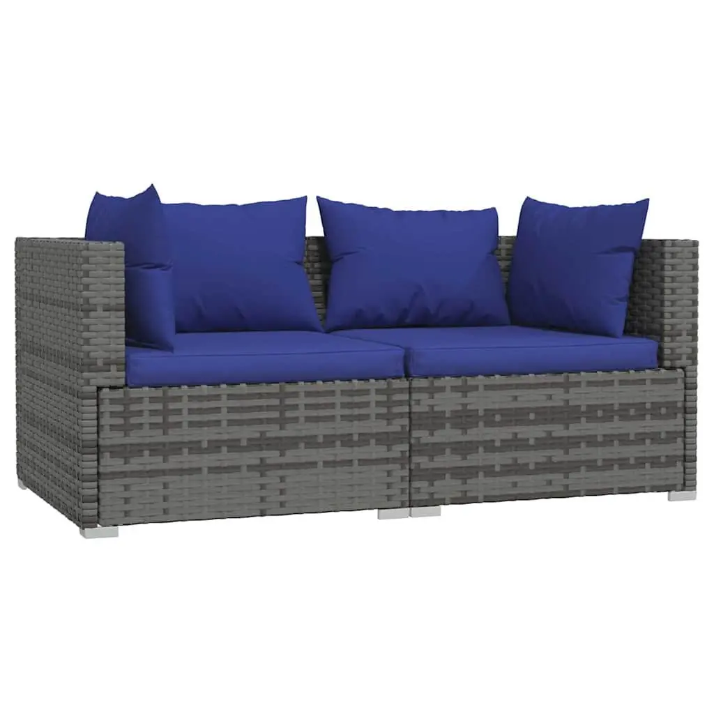 2-Seater Outdoor Sofa PE Rattan Grey Modular Garden Patio Furniture