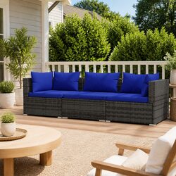 Stylish Grey 3-Seater Outdoor Sofa with Cushions