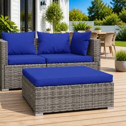 Durable Grey Garden Footrest with Cushion for Outdoor Relaxation
