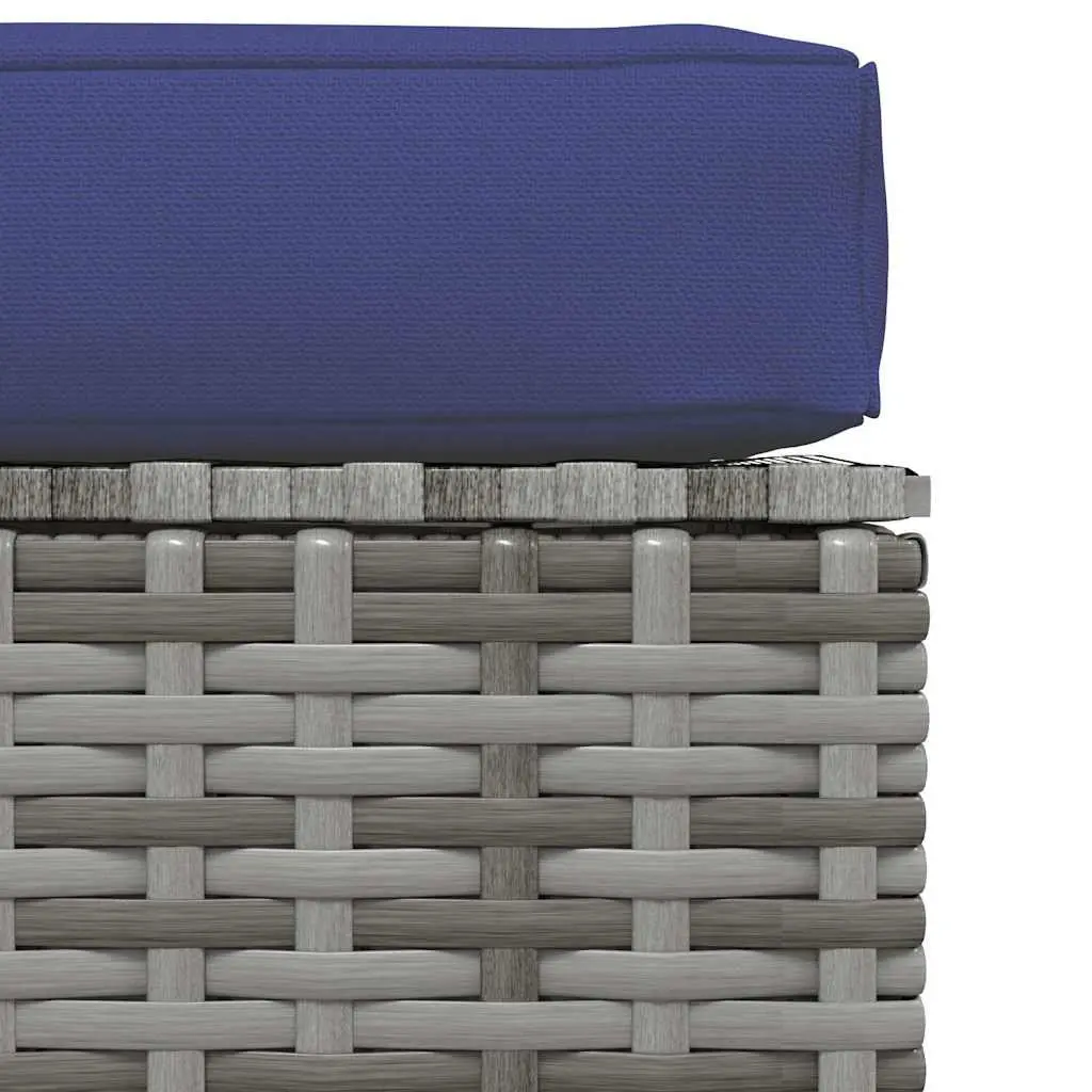 Garden Footrest Steel Frame Water-resistant PE Rattan 70 x 70 x 30 cm Grey