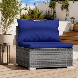 Grey Modular Outdoor Middle Sofa with Cushions