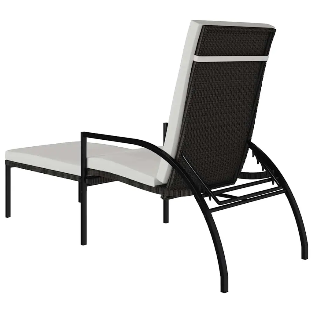 Sun Lounger Steel Brown Adjustable Backrest Outdoor Lounge Chair