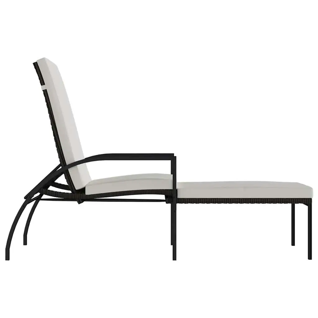 Sun Lounger Steel Brown Adjustable Backrest Outdoor Lounge Chair