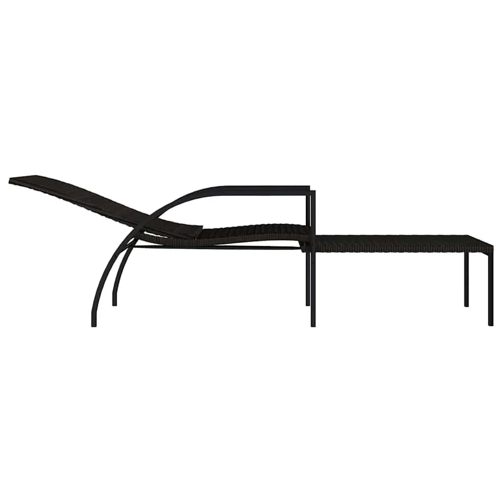 Sun Lounger Steel Brown Adjustable Backrest Outdoor Lounge Chair