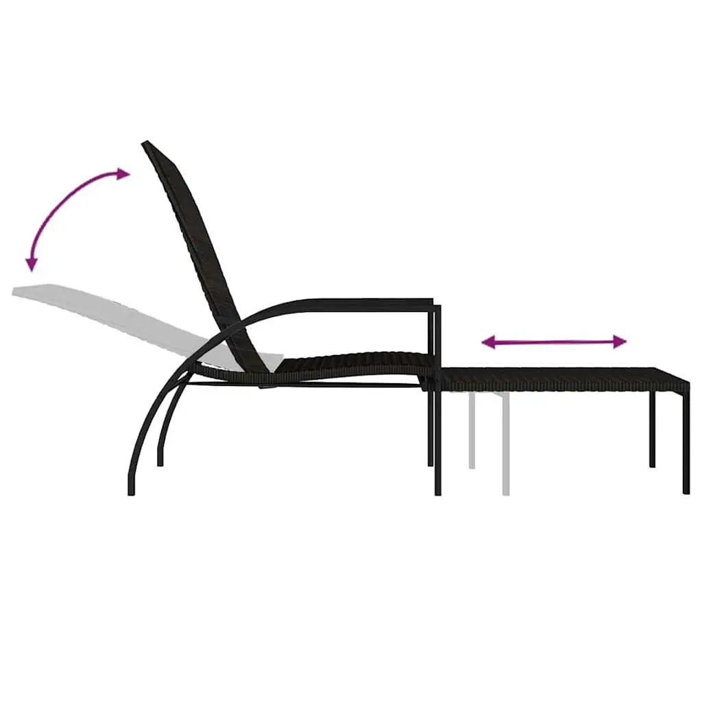 Sun Lounger Steel Brown Adjustable Backrest Outdoor Lounge Chair
