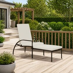 Adjustable Backrest Sun Lounger with Footrest for Outdoors