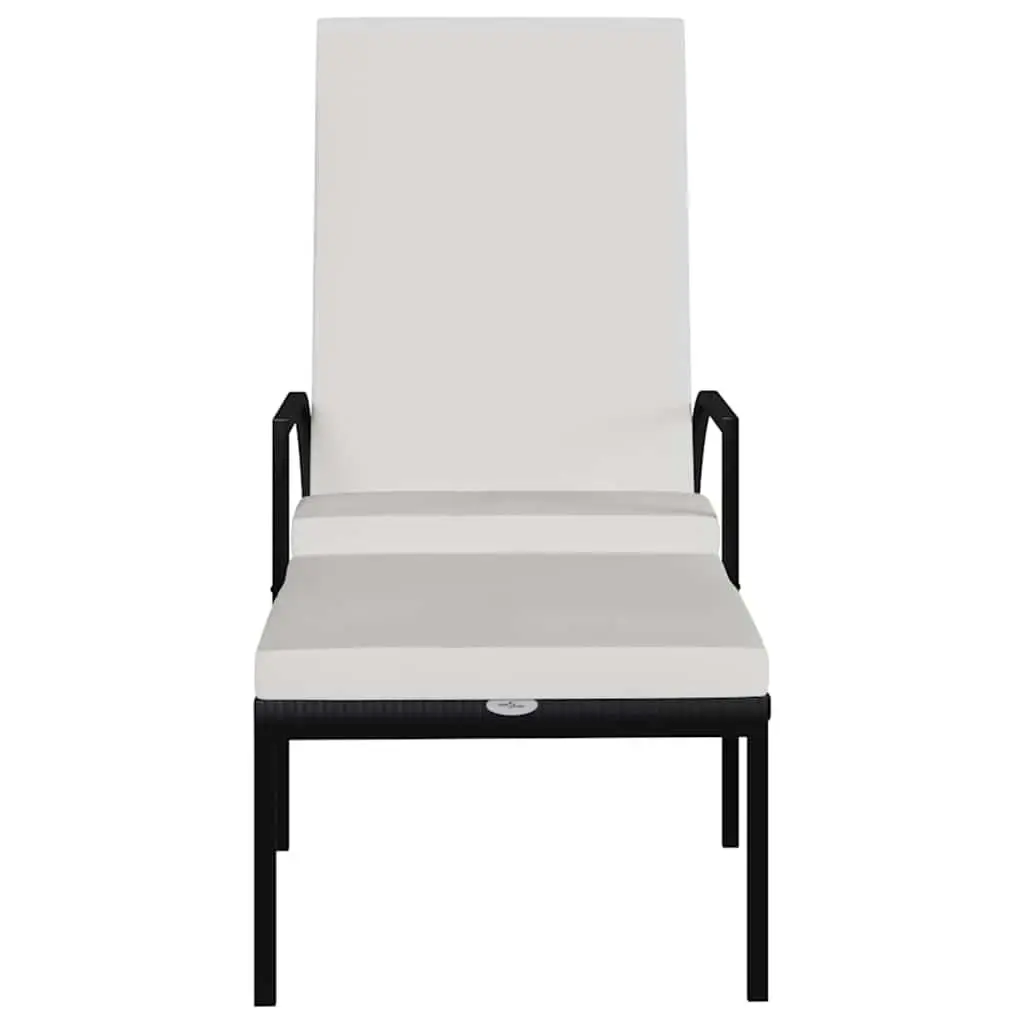 Sun Lounger Steel Adjustable Backrest Black Outdoor Garden Patio Lounge Chair