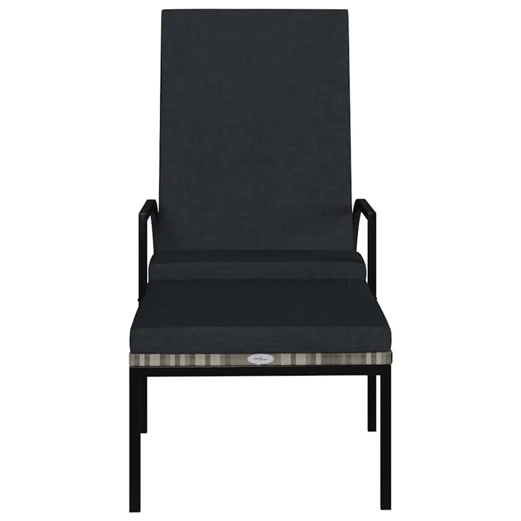 Adjustable Backrest Sun Lounger with Footrest in Grey