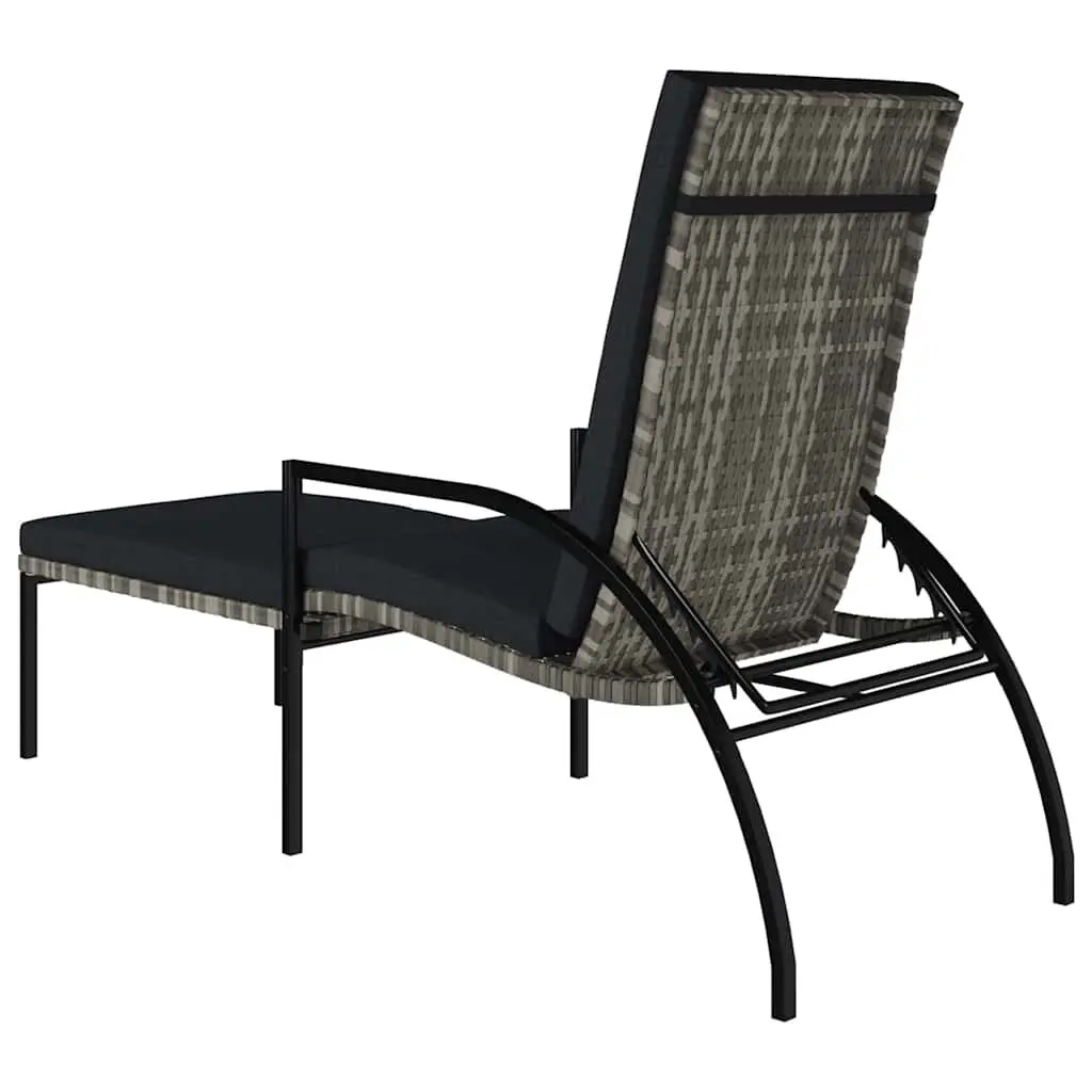Adjustable Backrest Sun Lounger with Footrest in Grey