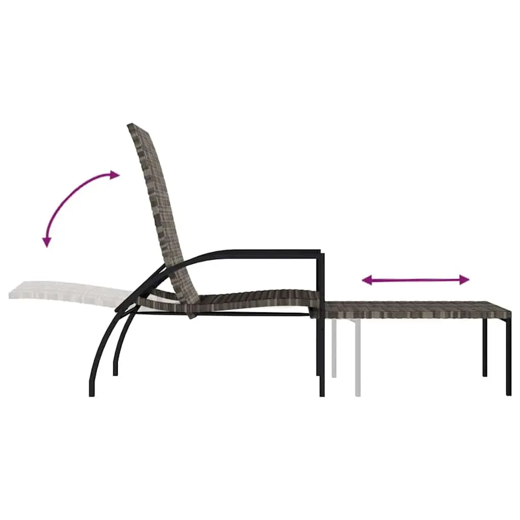 Adjustable Backrest Sun Lounger with Footrest in Grey