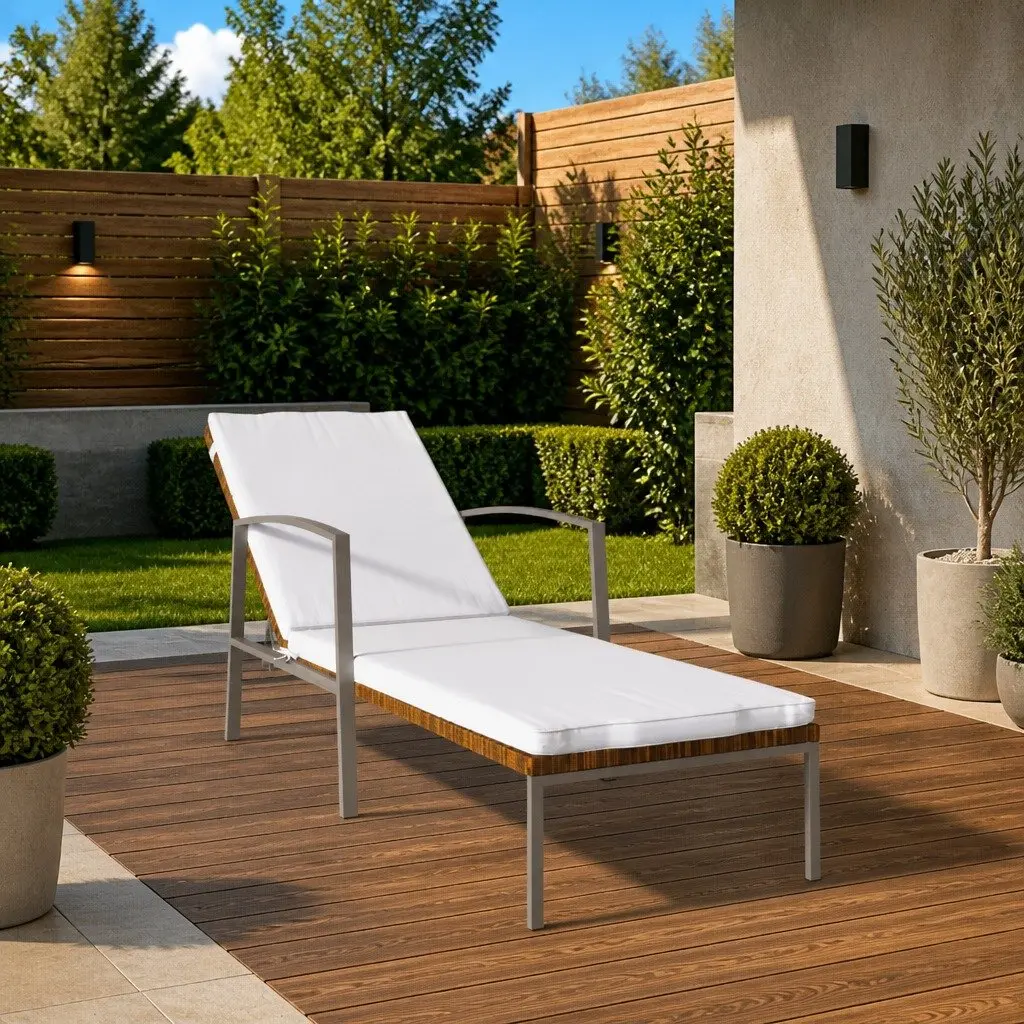 Adjustable Backrest Outdoor Lounger with Steel Frame