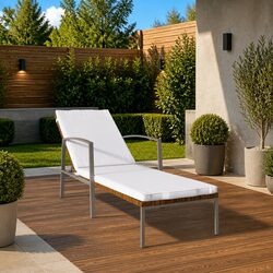 Adjustable Backrest Outdoor Lounger with Steel Frame