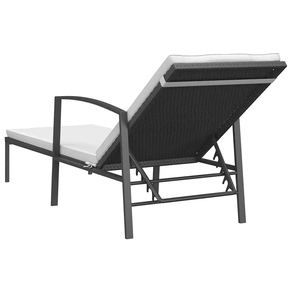 Sun Lounger Steel Adjustable Backrest Black