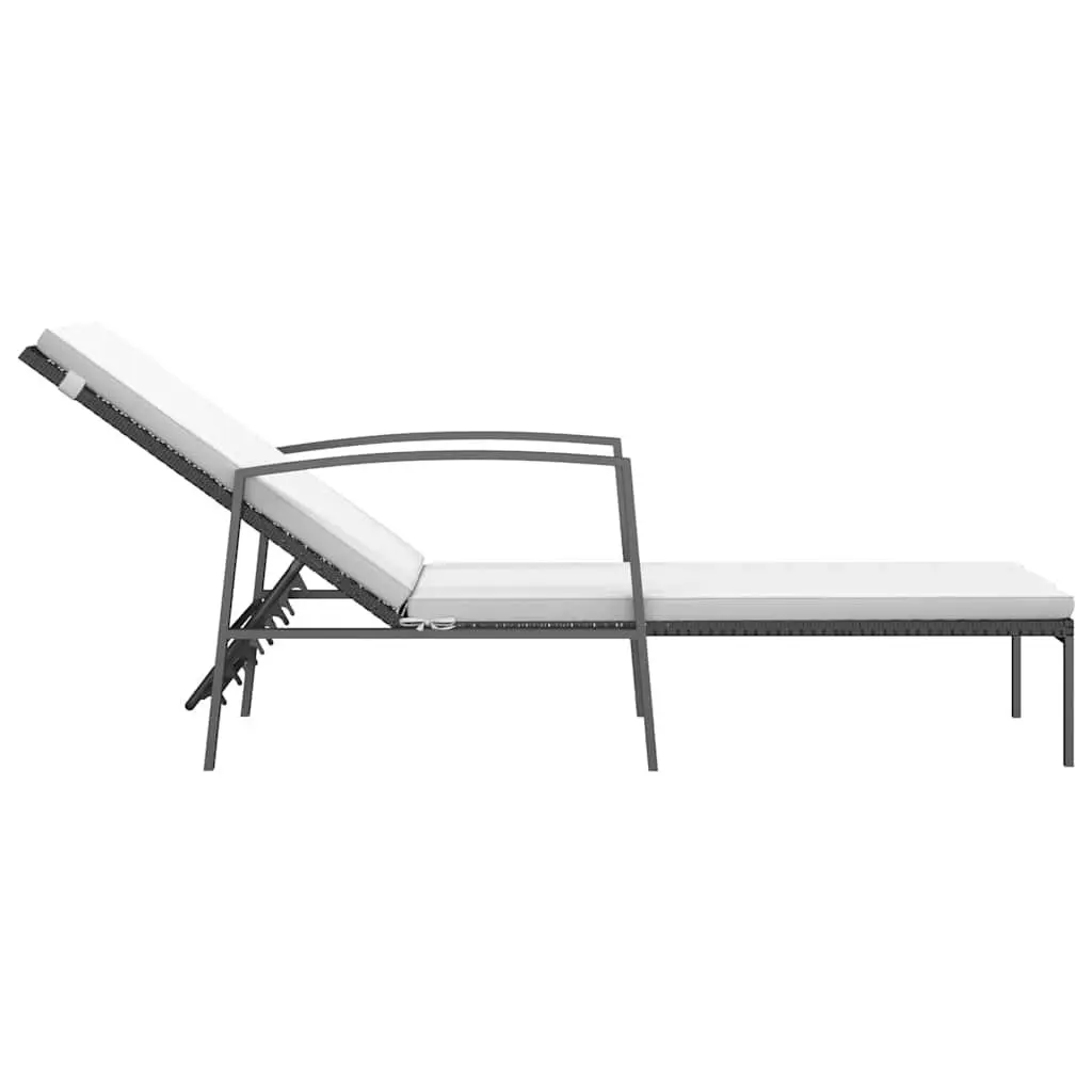 Sun Lounger Steel Adjustable Backrest Black