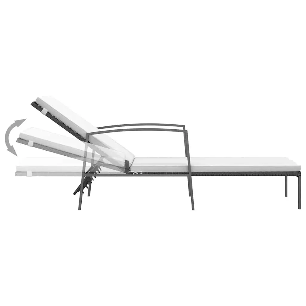 Sun Lounger Steel Adjustable Backrest Black