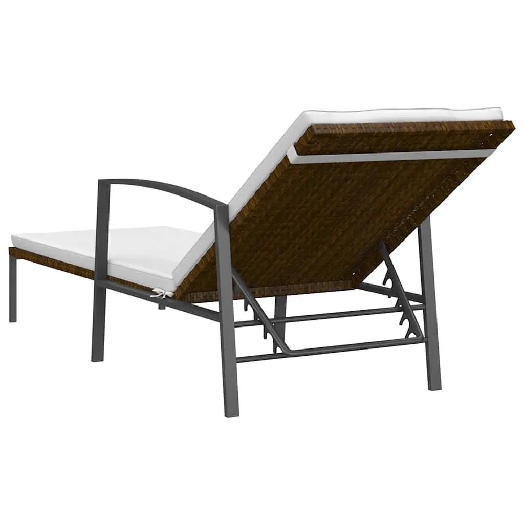 Sun Loungers Poly Rattan Brown 2 pcs Outdoor Garden Patio Furniture