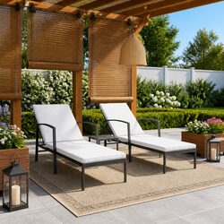 Adjustable Sun Loungers Set with Side Table for Outdoors